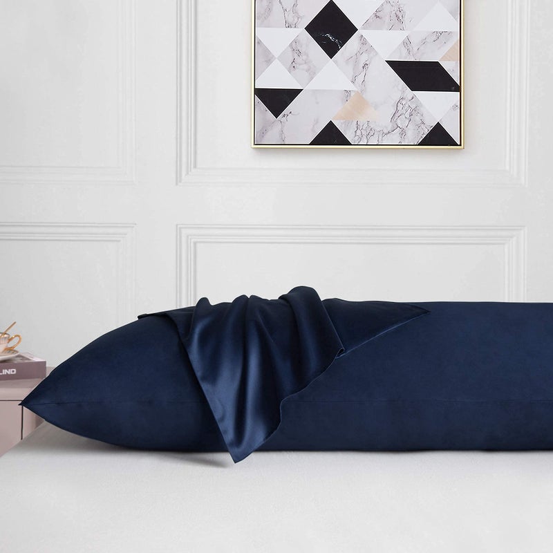 Leeden Body Pillow Cover, 100% Cotton, 800 Thread Count, Soft Breathable Long Pillow Case, Envelope Closure (Navy Blue,21"x 54") - Image 2
